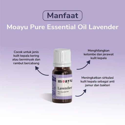 MOAYU Pure Essential Oil Lavender 10 ml, Aromaterapi, Pengharum Ruangan, Pembersih Udara & Tambahan Hair Treatment