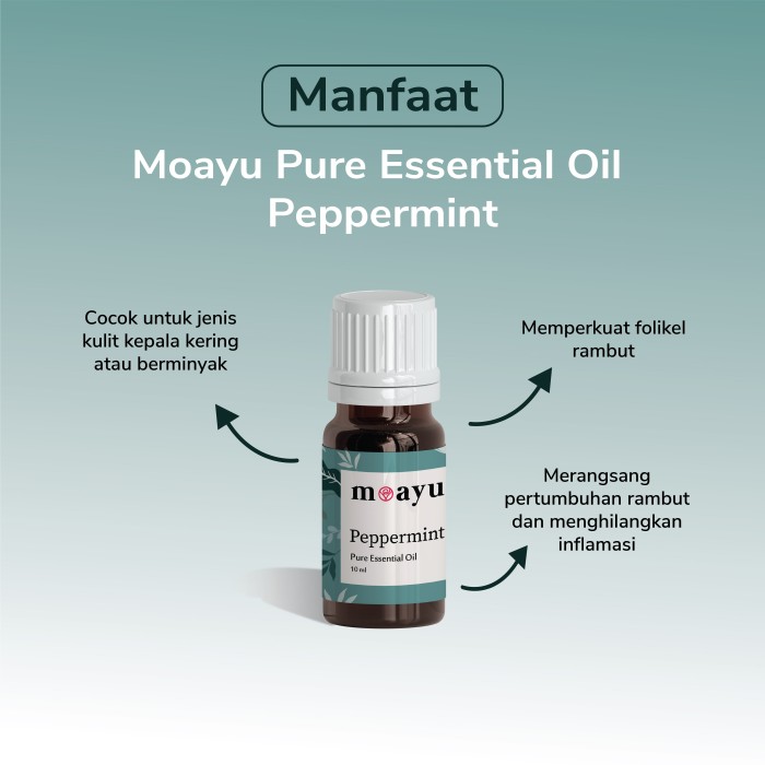 MOAYU Pure Essential Oil Peppermint 10 ml, Aromaterapi, Pengharum Ruangan, Pembersih Udara & Tambahan Hair Treatment