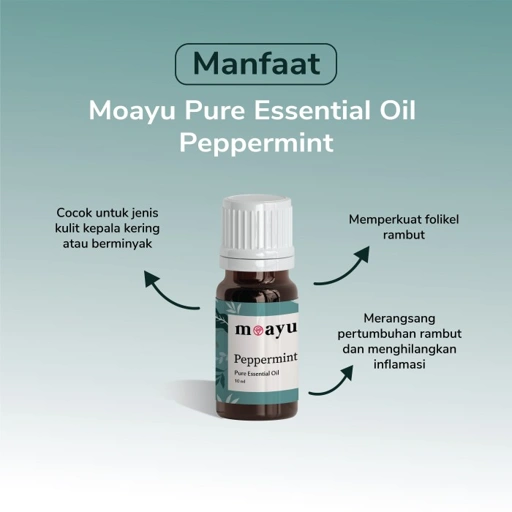 MOAYU Pure Essential Oil Peppermint 10 ml, Aromaterapi, Pengharum Ruangan, Pembersih Udara & Tambahan Hair Treatment