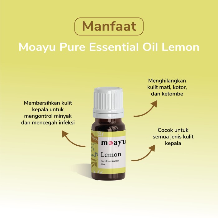 MOAYU Pure Essential Oil Lemon 10 ml , Aromaterapi, Pengharum Ruangan, Pembersih Udara & Tambahan Hair Treatment