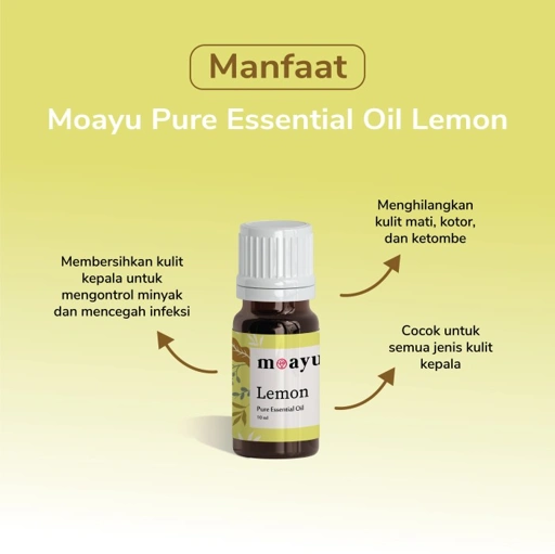 MOAYU Pure Essential Oil Lemon 10 ml , Aromaterapi, Pengharum Ruangan, Pembersih Udara & Tambahan Hair Treatment