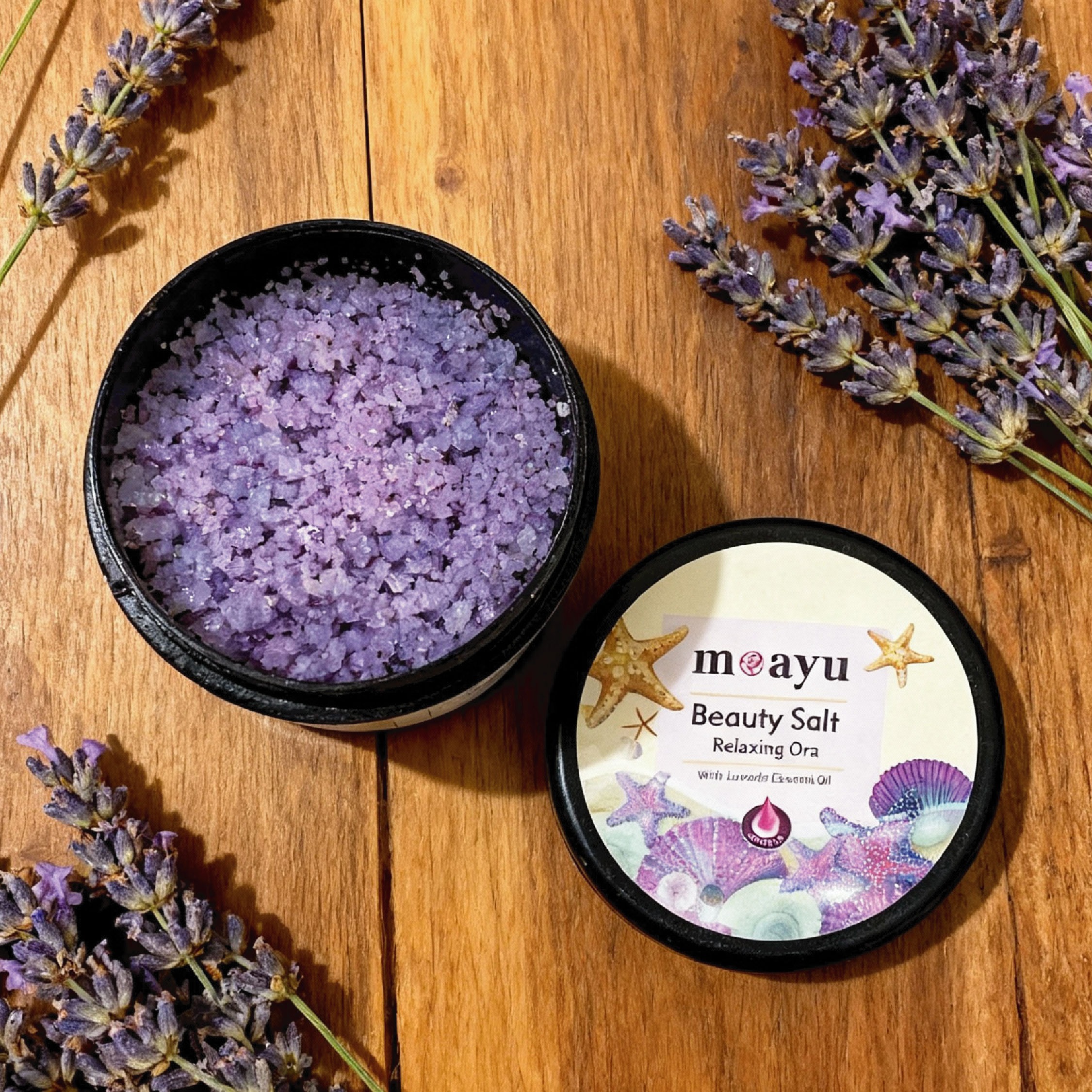 MOAYU Beauty Salt Relaxing Ora Lavender 150gr, Garam Rendam Kaki & Tubuh, Membantu Relaksasi Tubuh & Pikiran, Melembapkan & Melembutkan Kulit