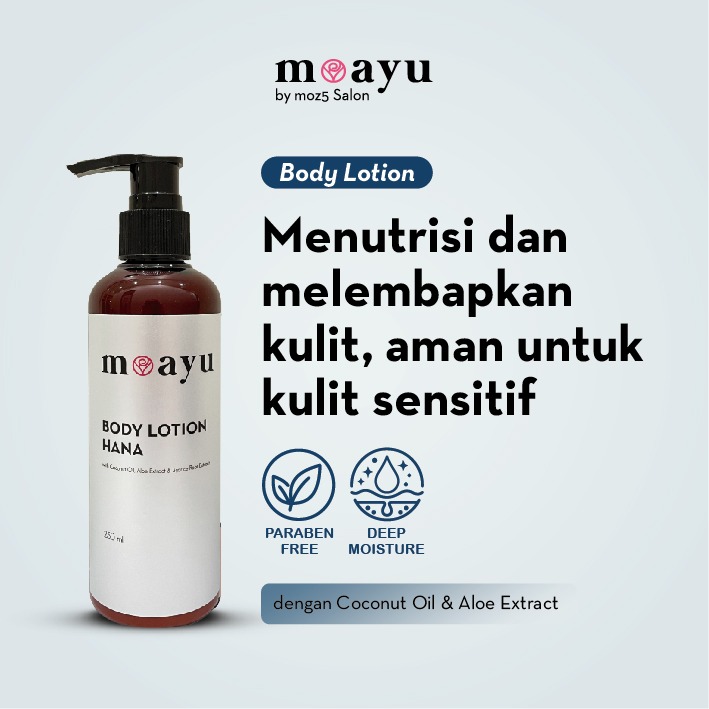 Moayu Hana Series Body Lotion 250ml, Body Lotion untuk Kulit Kering, Melembapkan, Menghaluskan & Menjaga Kelembapan