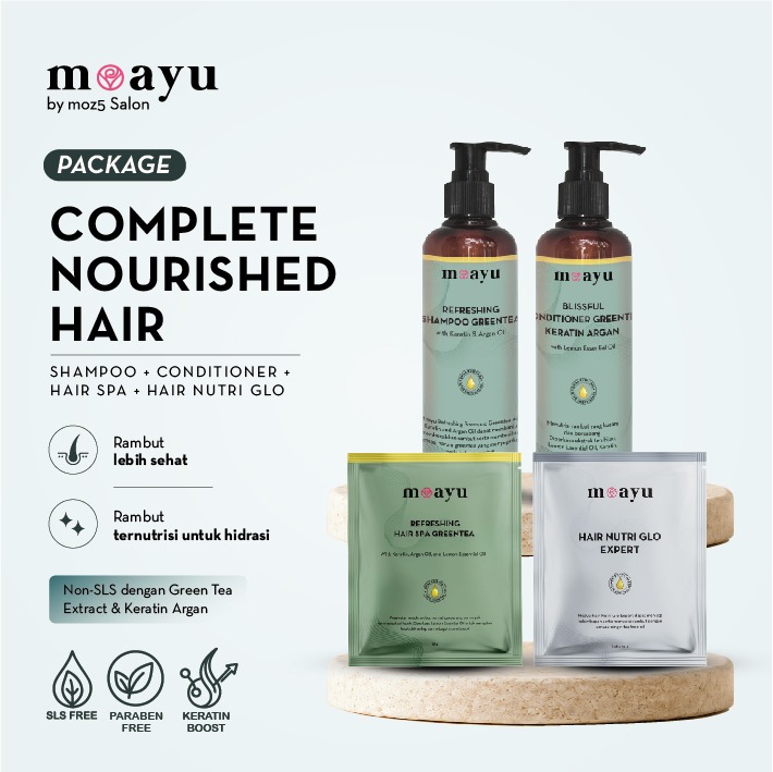 [BUNDLING] Compelete Nourished Hair Package - Paket Shampoo, Conditioner, Hair Spa, Hair Nutri Glo, Menjaga Rambut Berhijab Tetap Sehat, Lembab, Bersih & Berkilau