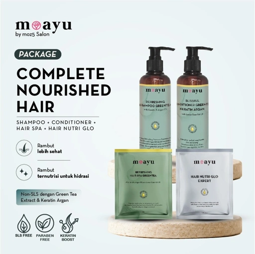 [BUNDLING] Compelete Nourished Hair Package - Paket Shampoo, Conditioner, Hair Spa, Hair Nutri Glo, Menjaga Rambut Berhijab Tetap Sehat, Lembab, Bersih & Berkilau