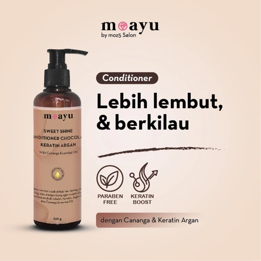 Moayu Sweet Shine Chocolate Keratin Argan Conditioner 250 ml, Conditioner Rambut Berhijab, Melembutkan, Menghaluskan & Menutrisi Rambut Rusak dan Kering