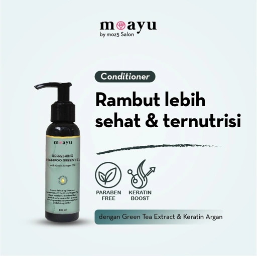 MOAYU Refreshing Green Tea Keratin Argan Conditioner 100 ml, Perawatan Rambut Sehat, Melembutkan, Melembapkan & Menutrisi Rambut