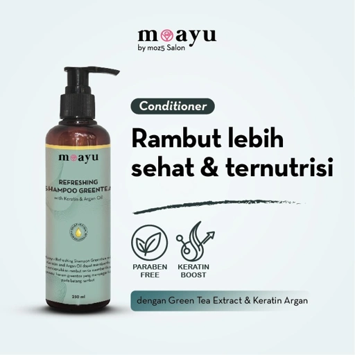 MOAYU Refreshing Green Tea Keratin Argan Conditioner 250 ml, Perawatan Rambut Sehat, Melembutkan, Melembapkan & Menutrisi Rambut