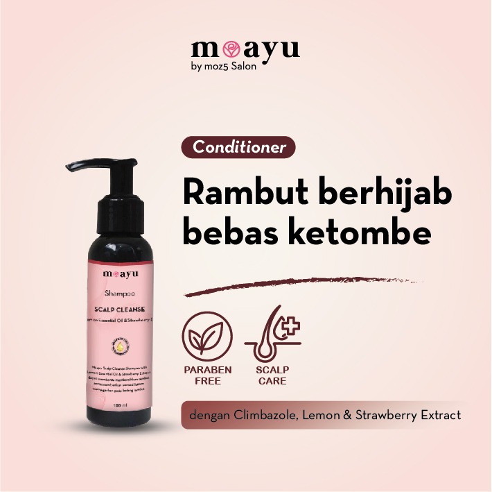 MOAYU Scalp Cleanse Conditioner With Lemon Essential Oil & Strawberry Extract, Untuk Rambut Berketombe, Kering dan Berhijab