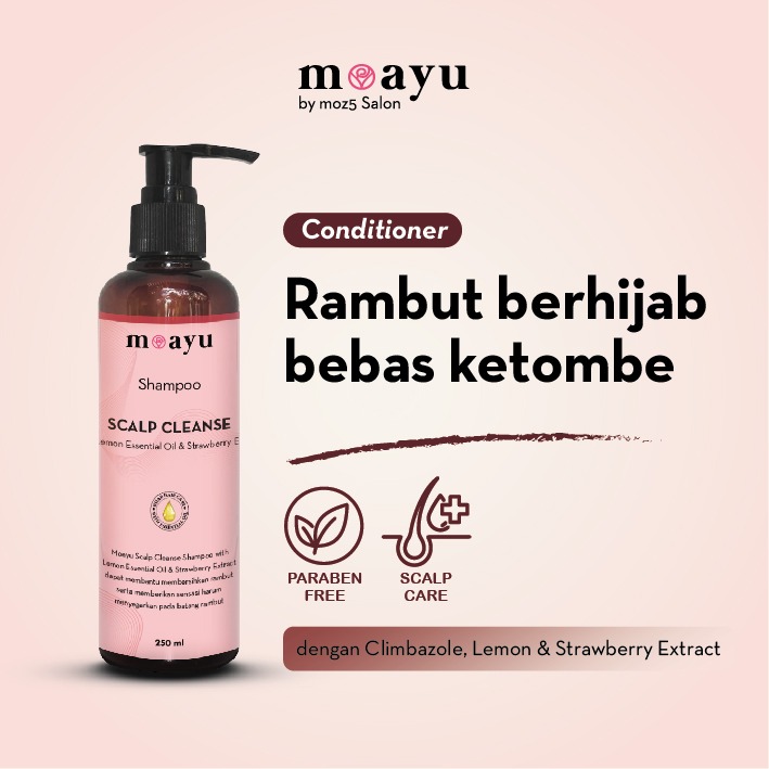 MOAYU Scalp Cleanse Conditioner With Lemon Essential Oil & Strawberry Extract, Untuk Rambut Berketombe, Kering dan Berhijab