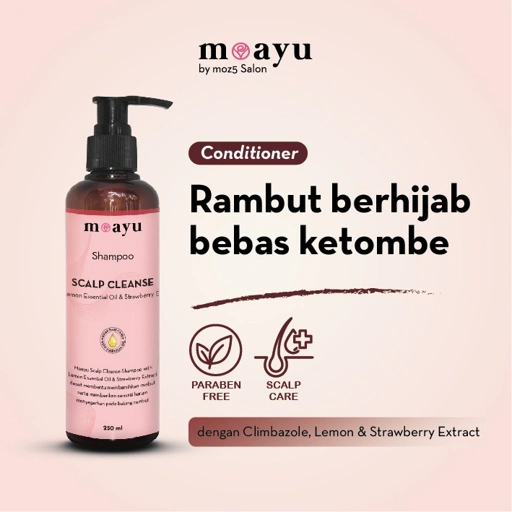 MOAYU Scalp Cleanse Conditioner With Lemon Essential Oil & Strawberry Extract, Untuk Rambut Berketombe, Kering dan Berhijab