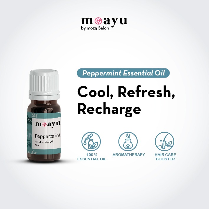 MOAYU Pure Essential Oil Peppermint 10 ml, Aromaterapi, Pengharum Ruangan, Pembersih Udara & Tambahan Hair Treatment