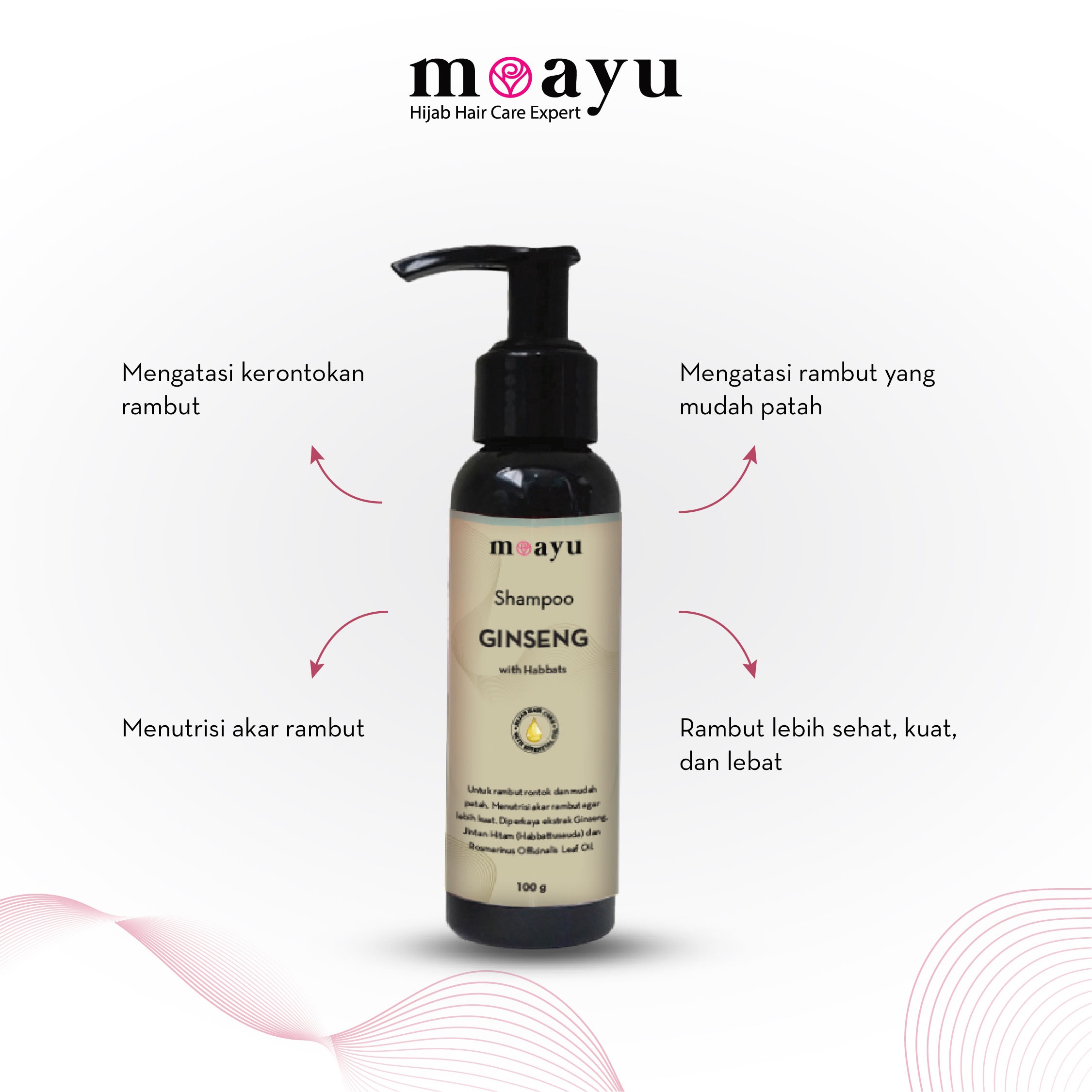 [SLS FREE] Shampoo Energizing Ginseng with Habbats 100ml by MOAYU - Untuk Rambut Anti Rontok, Patah dan Rapuh