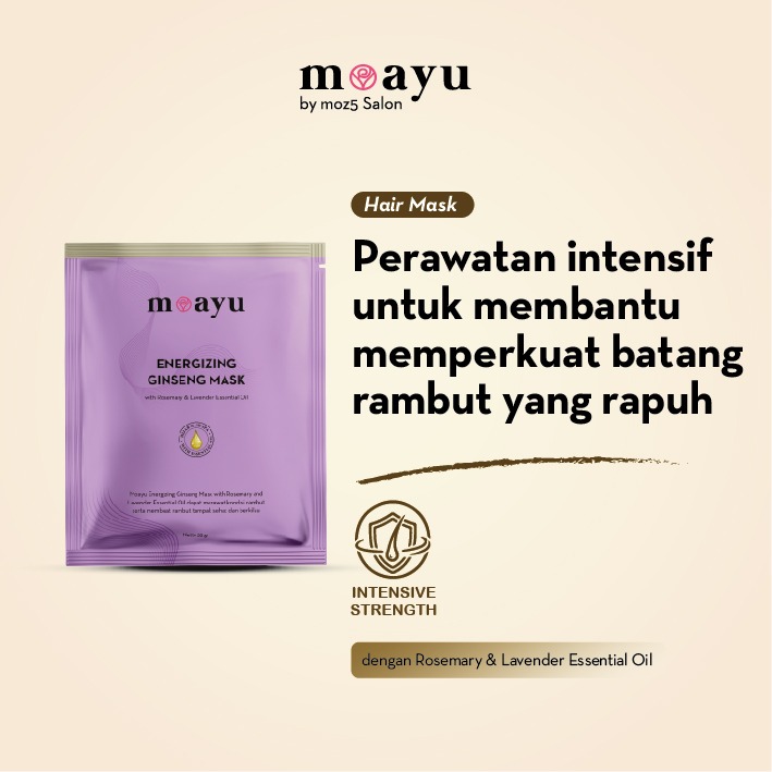 MOAYU Hair Mask Energizing Ginseng with Rosemary & Lavender Essential Oil 55gr - Perawatan Rambut Rontok & Rambut Lebih Kuat