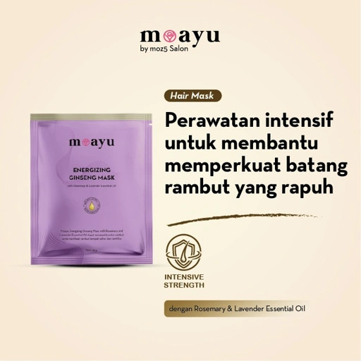 MOAYU Hair Mask Energizing Ginseng with Rosemary & Lavender Essential Oil 55gr - Perawatan Rambut Rontok & Rambut Lebih Kuat