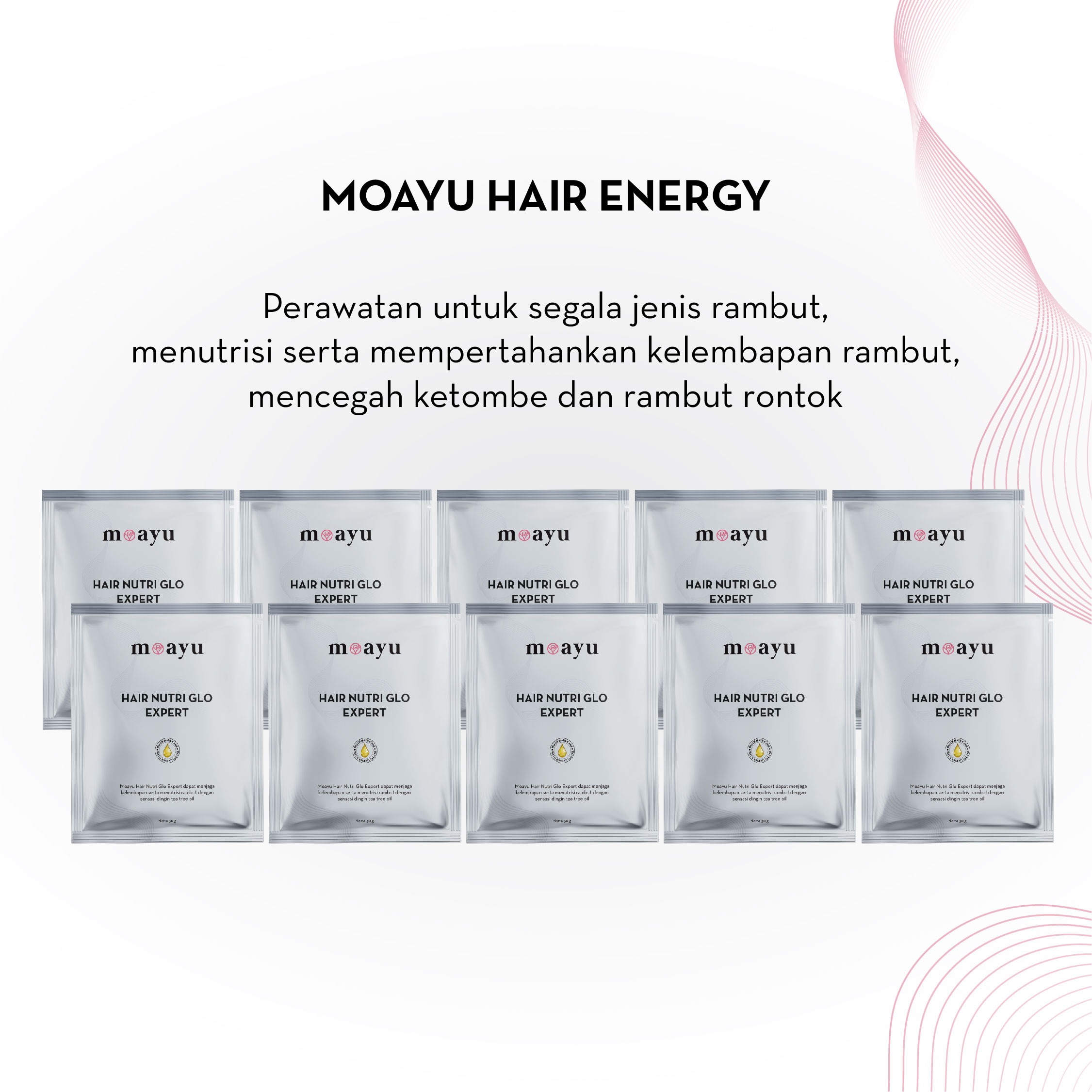 Moayu Box of Hairpiness Hair Nutri Glo Expert (isi 10 pcs) - Paket Masker Rambut