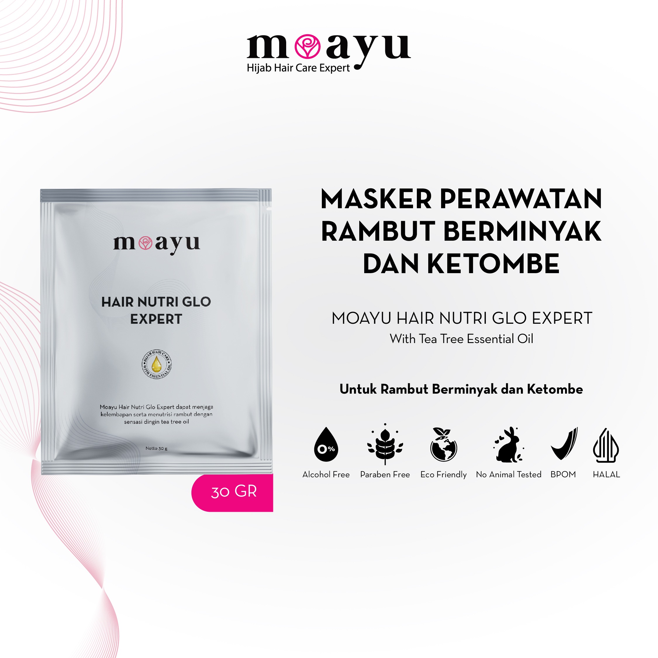 Hair Nutri Glo Expert 30 gr by Moayu - Masker Rambut Menutrisi Rambut Gatal dan Kering