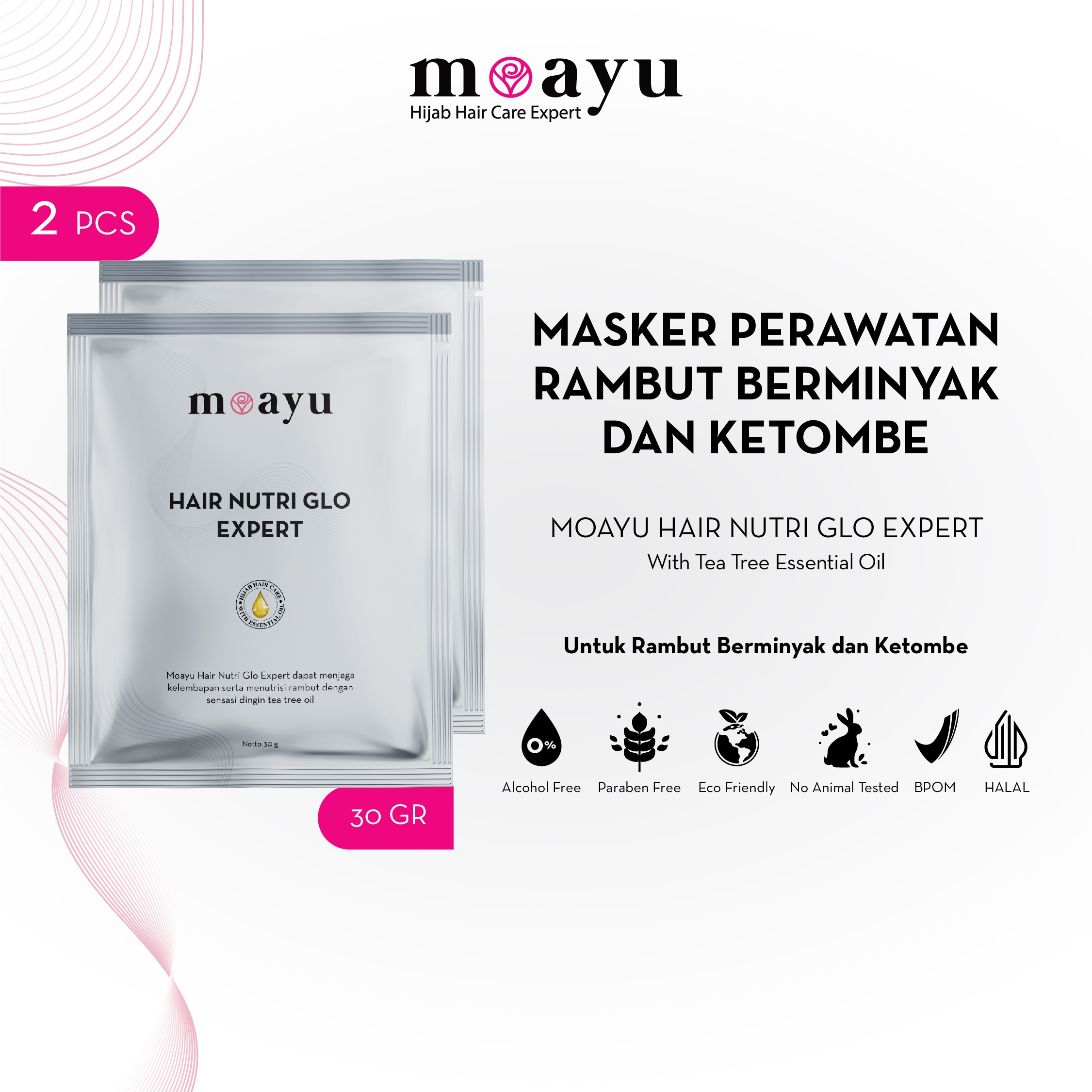 [2 pcs] Moayu Amazing Tea Tree Hair Energy 30 g - Masker Rambut