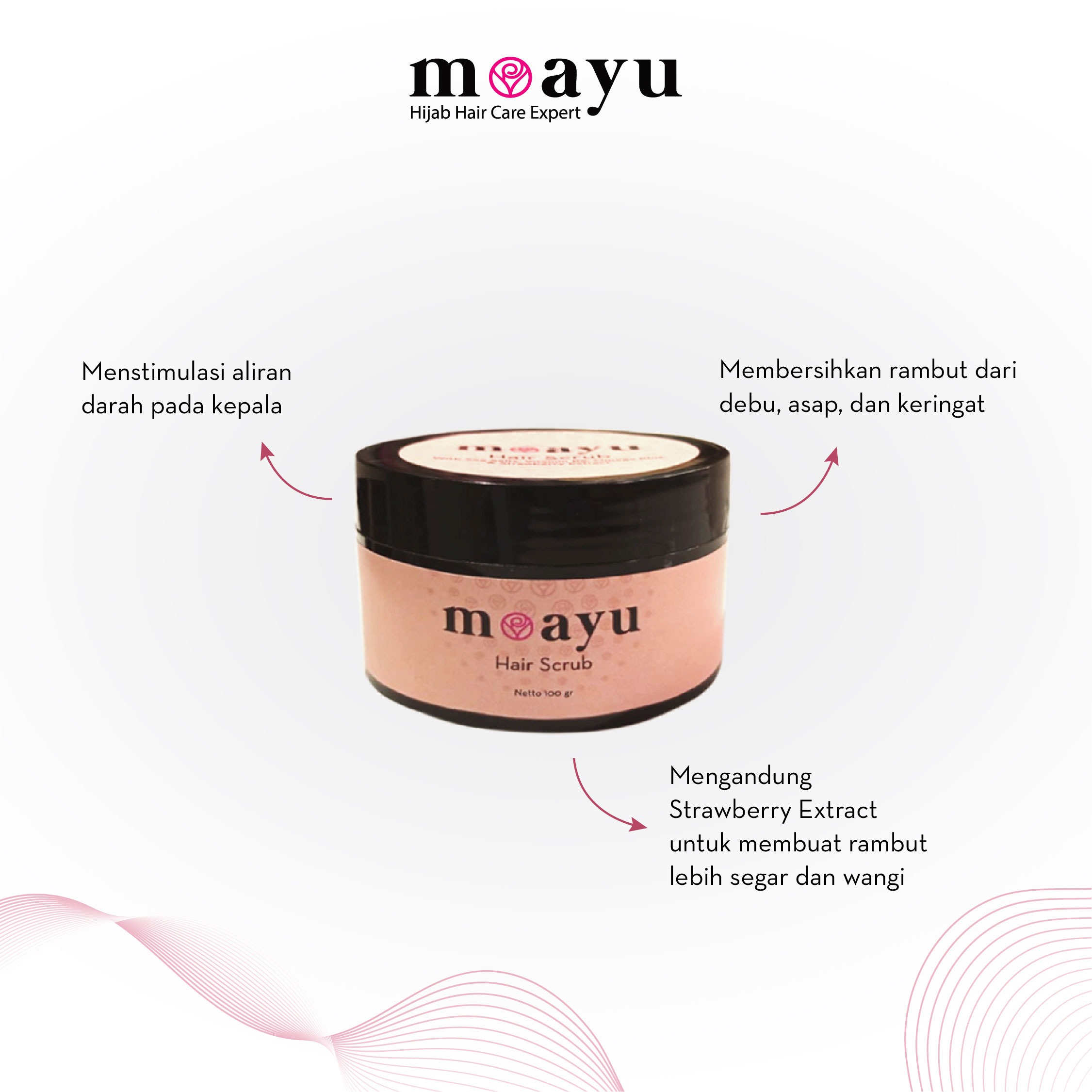 MOAYU Hair Scrub 100gr, Scalp Scrub Deep Cleansing, Scrub Kulit Kepala untuk Rambut Berminyak, Ketombe & Gatal, Rambut Berhijab