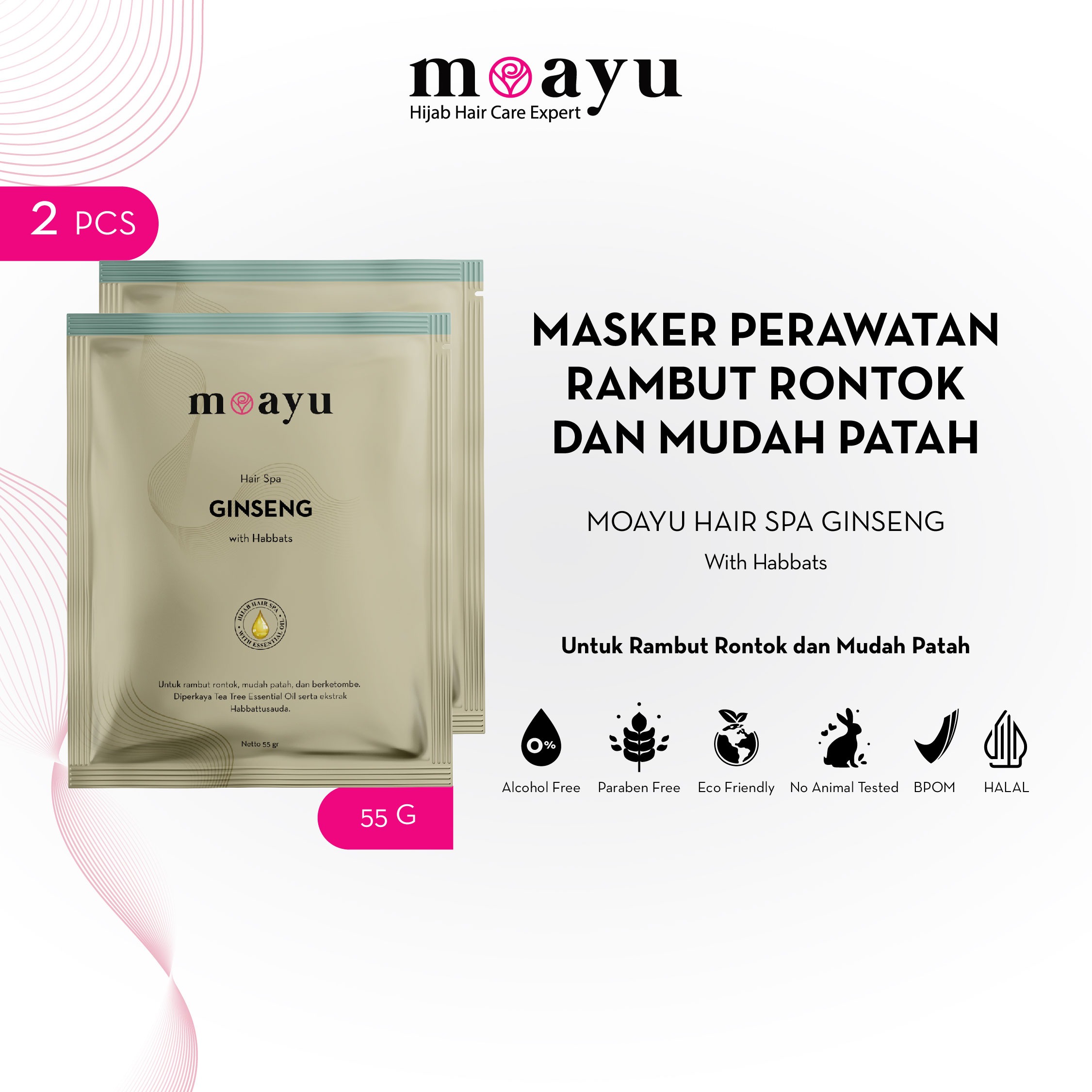 [2 pcs] Moayu Energizing Ginseng Habbats Hair Spa 55 gr