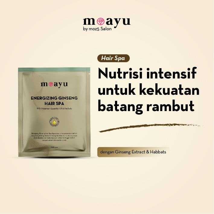 MOAYU Hair Spa Energizing Ginseng 55gr, Hair Mask Nutrisi Rambut Berhijab, Membantu Menguatkan Akar Rambut & Menjaga Kesehatan Kulit Kepala