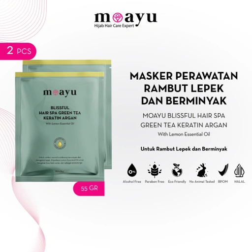 [2 pcs] Moayu Blissful Green Tea Hair Spa 55 g - Masker Rambut
