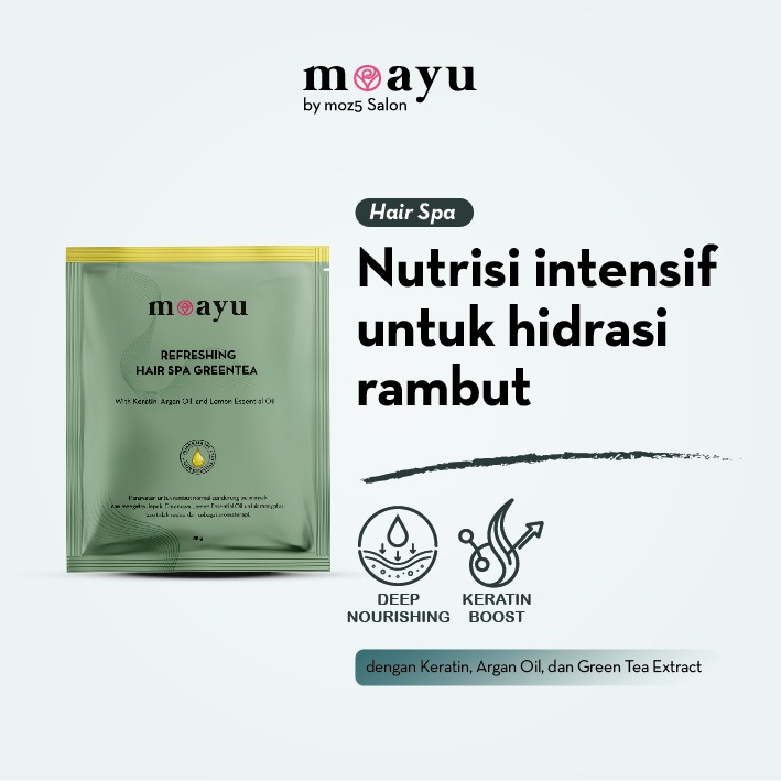 MOAYU Refreshing Hair Spa Green Tea Keratin Argan 55g - Masker Perawatan Rambut Sehat, Lembut & Berkilau