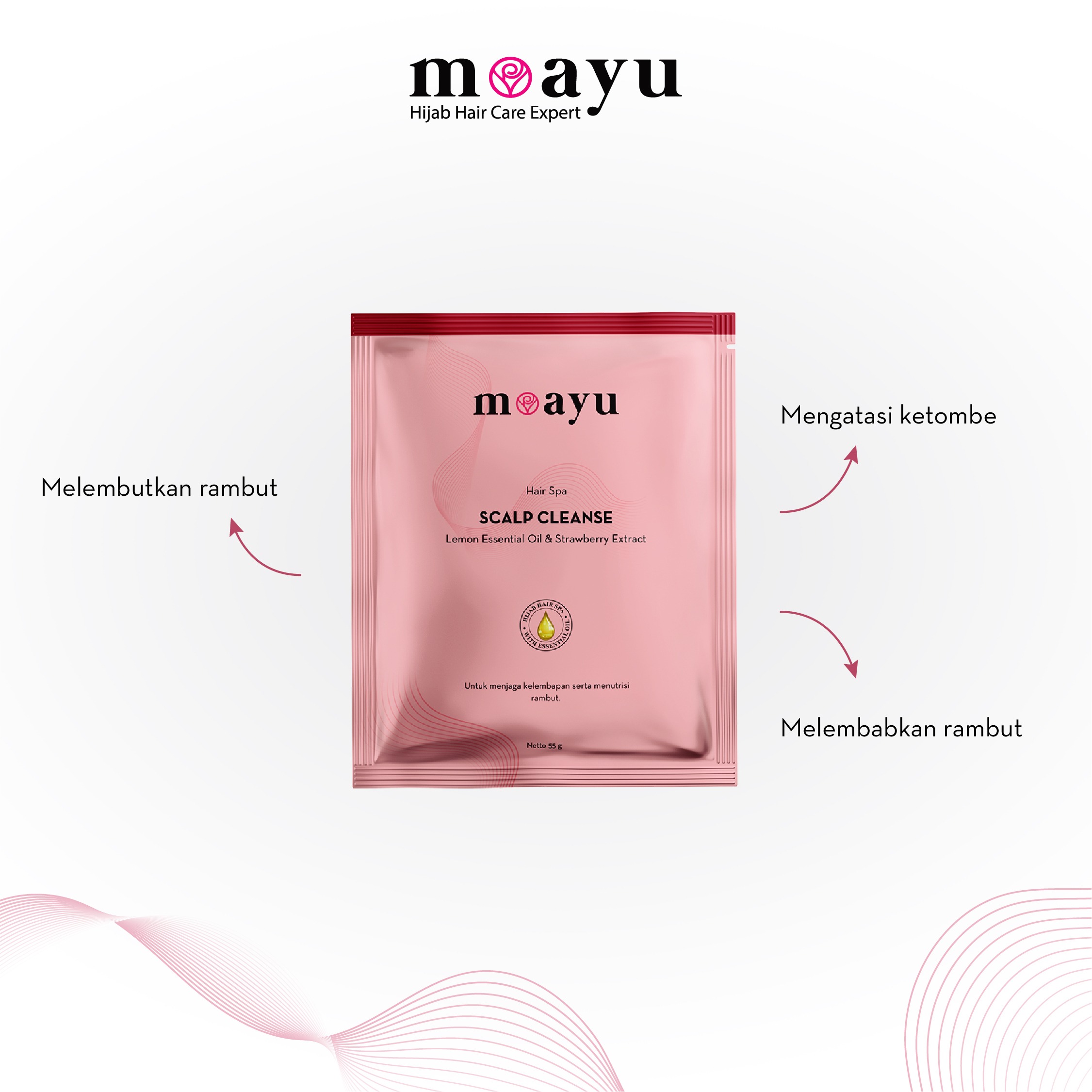 MOAYU Scalp Cleanse Hair Spa 55gr, Perawatan Kulit Kepala Berketombe, Rambut Berminyak, Kusam & Berhijab