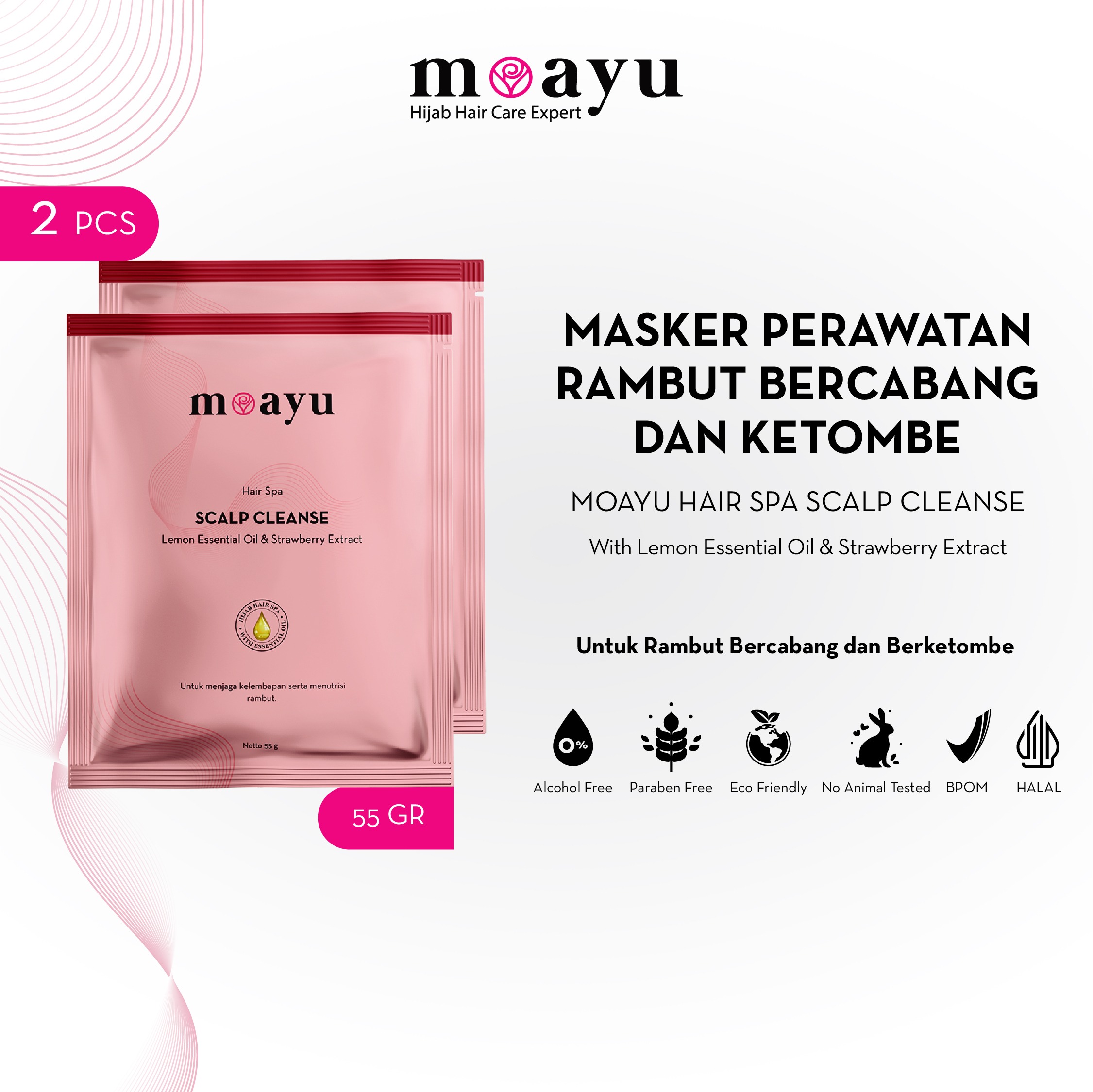 [2 pcs] Hair Spa Scalp Cleanse 55gr by MOAYU - Menutrisi, Melembabkan, Mengurangi ketombe dan gatal