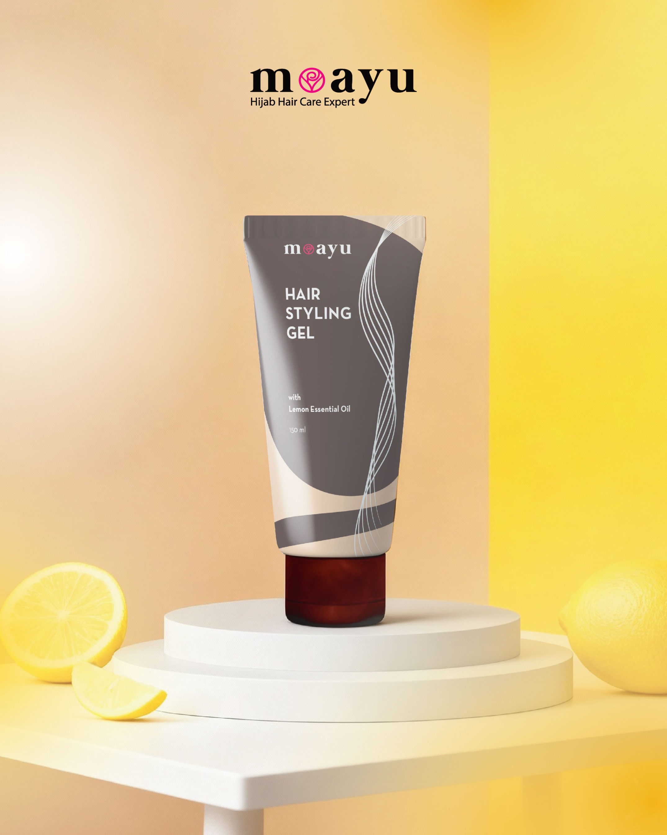 Hair Styling Gel with Lemon Essential Oil, Argan Oil & Pro-Vitamin B5 150ml by MOAYU - Gel Penata Bentuk Rambut