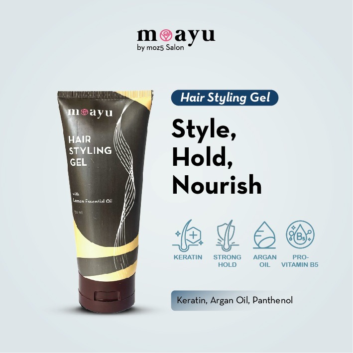 MOAYU Hair Styling Gel with Lemon Essential Oil, Argan Oil & Pro-Vitamin B5 150ml, Untuk membentuk dan mempertahankan tekstur rambut, Menata & Membentuk Rambut Keriting