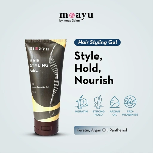 MOAYU Hair Styling Gel with Lemon Essential Oil, Argan Oil & Pro-Vitamin B5 150ml, Untuk membentuk dan mempertahankan tekstur rambut, Menata & Membentuk Rambut Keriting