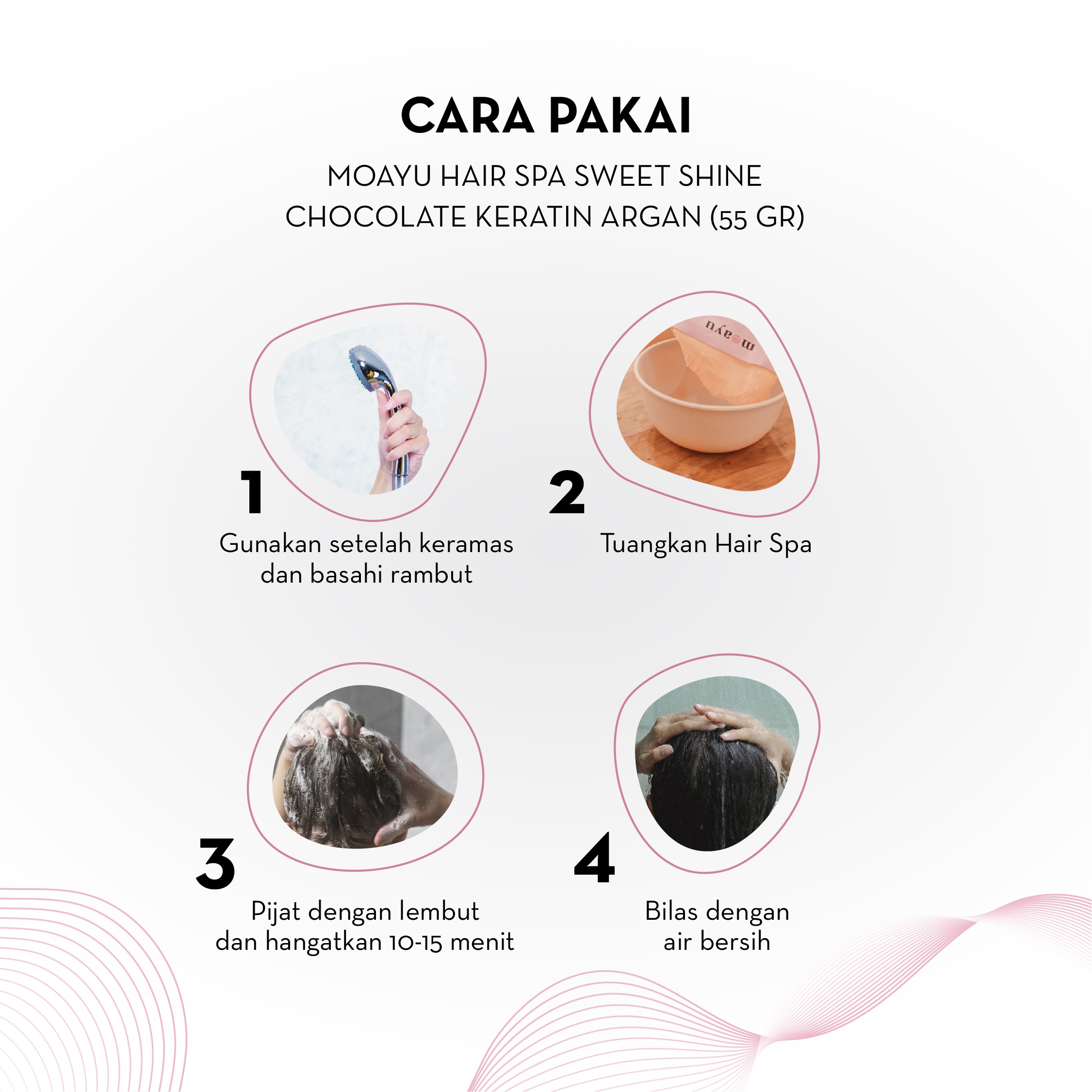 Moayu Sweet Shine Chocolate Keratin Argan Hair Spa 55gr, Hair Mask Keratin & Argan Oil, Melembapkan, Menutrisi, Menghaluskan Rambut Kering, Rusak & Berhijab