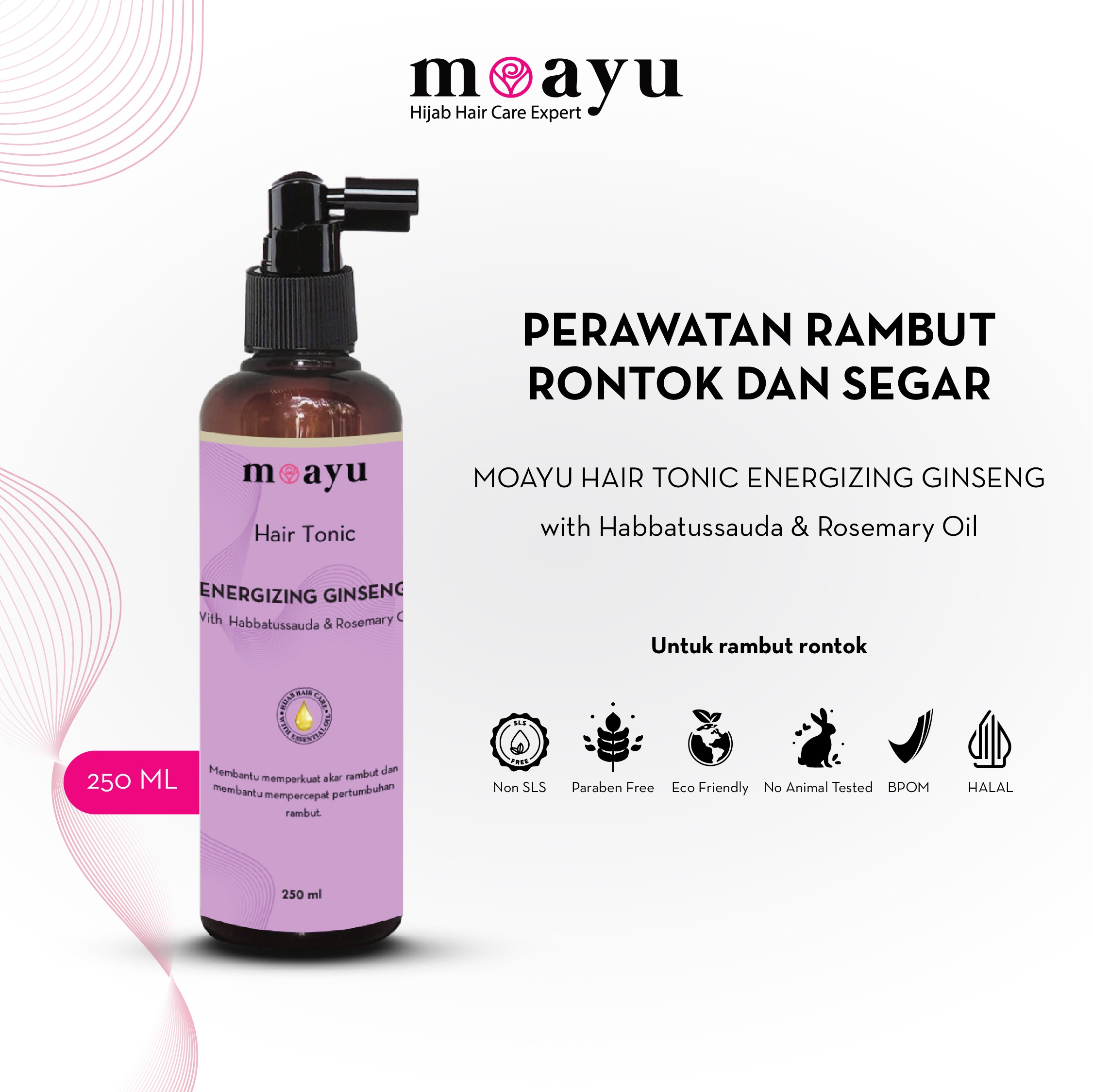 [2PCS] Moayu Hair Tonic Energizing Ginseng 250ml - Hair Tonic Penumbuh Rambut Anti Rontok