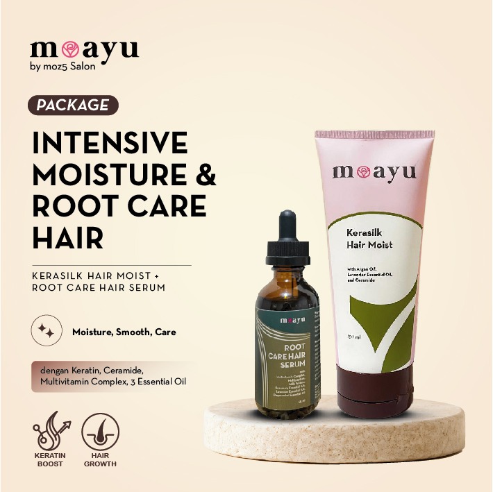 [BUNDLING] MOAYU Moisture Repair for Dry & Frizzy Hair Bundle in Package - Root care hair serum & Kerasilk hair moist - Mencegah kerontokan dan rambut kering
