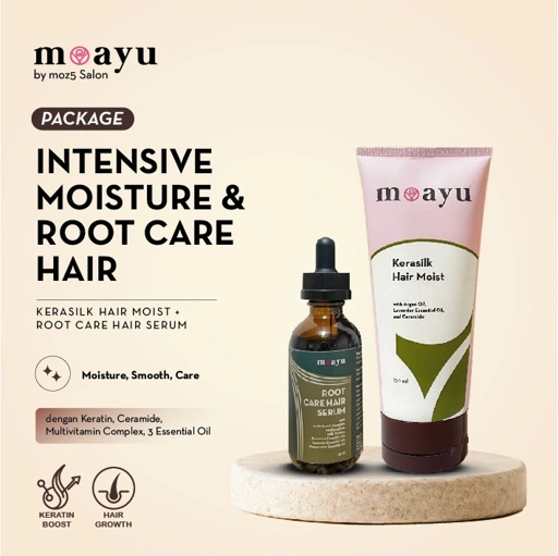 [BUNDLING] MOAYU Moisture Repair for Dry & Frizzy Hair Bundle in Package - Root care hair serum & Kerasilk hair moist - Mencegah kerontokan dan rambut kering