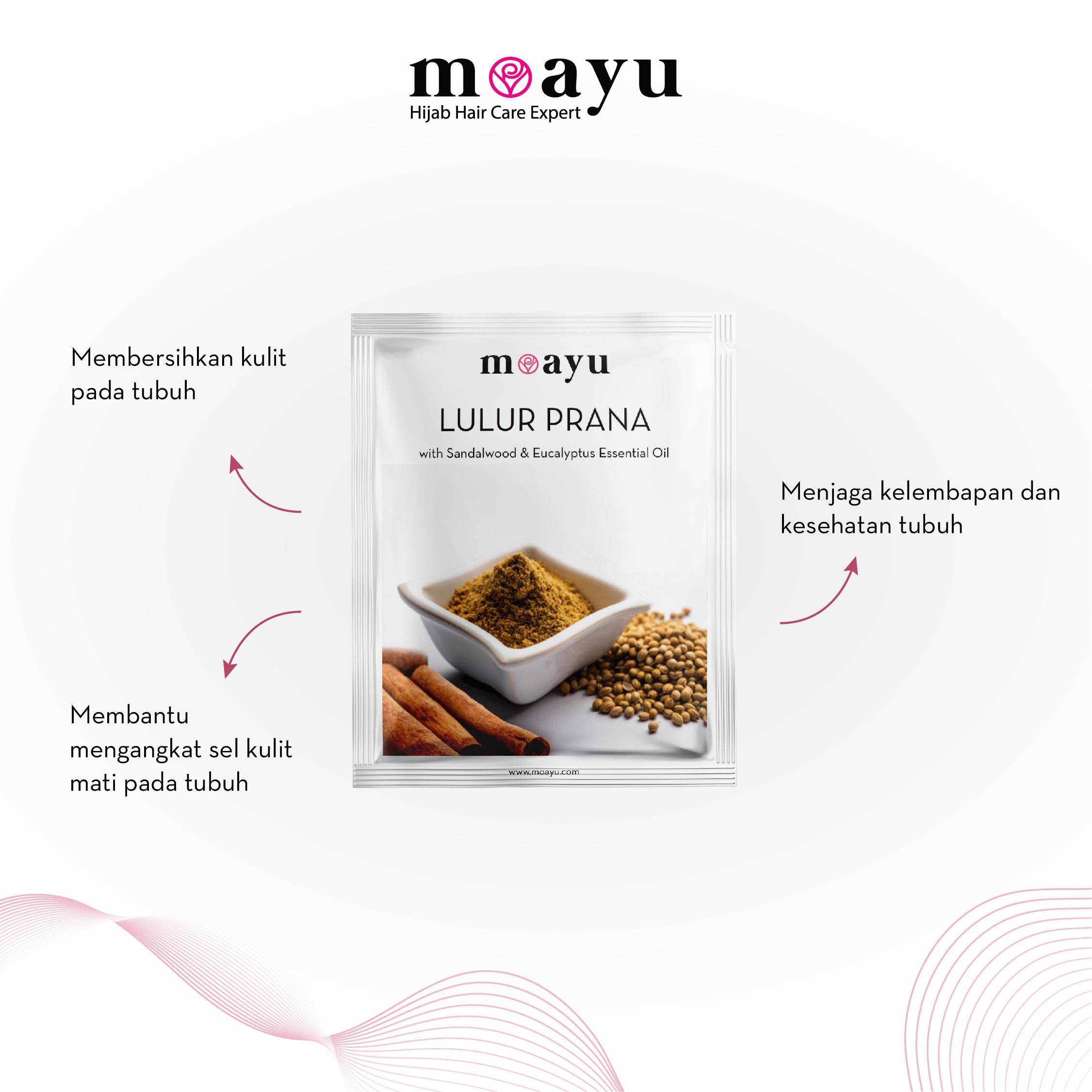 MOAYU Lulur Prana with Sandalwood & Eucalyptus Essential Oil 55 gr, Lulur Herbal, Mengeksfoliasi kulit, bantu redakan pegal, Menghaluskan & Menyegarkan Kulit