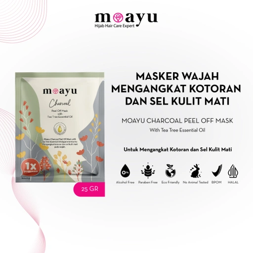 Image of Moayu Charcoal Peel Off Mask with Tea Tree Essential Oil 25gr - Masker Charcoal Pengangkat Sel Kulit Mati Masker Mengatasi Jerawat