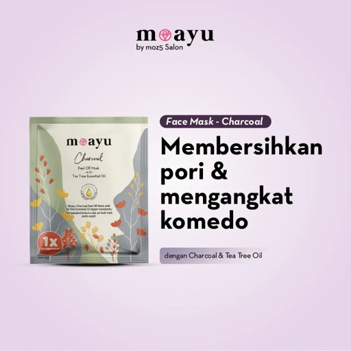 MOAYU Charcoal Peel Off Mask with Tea Tree Essential Oil 25gr | Masker Charcoal Mengangkat Sel Kulit Mati, Membersihkan Pori, Menyerap Minyak Berlebih & Membantu Merawat Kulit Berjerawat