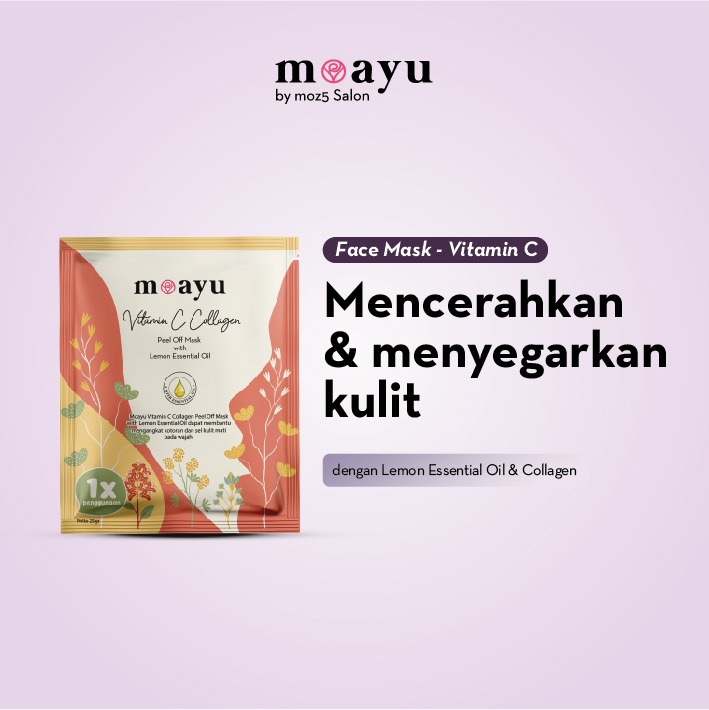 MOAYU Vitamin C Collagen Peel Off Mask with Lemon Essential Oil 25gr, Masker Peel Off Mengangkat Sel Kulit Mati, Mencerahkan, untuk Wajah Kusam, Berminyak dan Warna Kulit Tidak Rata.
