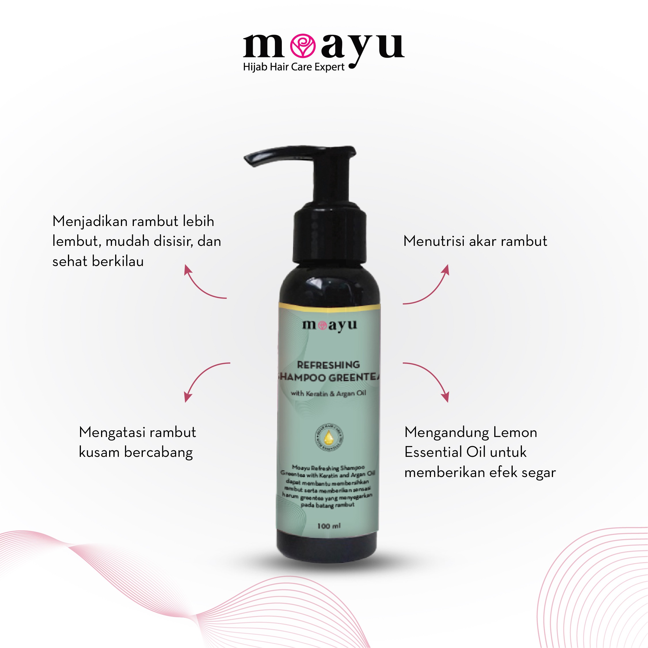 [SLS FREE] MOAYU Refreshing Green Tea Keratin Argan Shampoo 100ml - Menjaga Rambut Tetap Sehat, Bersih & Berkilau