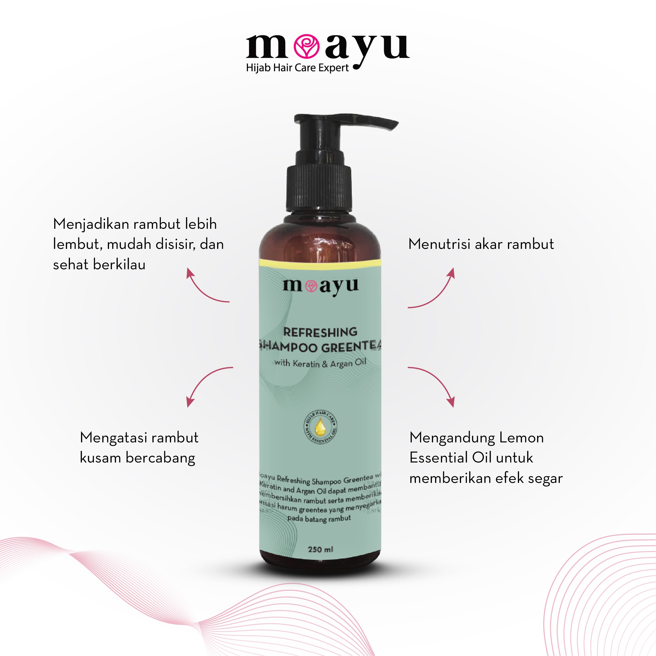 [SLS FREE] MOAYU Refreshing Green Tea Keratin Argan Shampoo 250ml - Menjaga Rambut Tetap Sehat, Bersih & Berkilau
