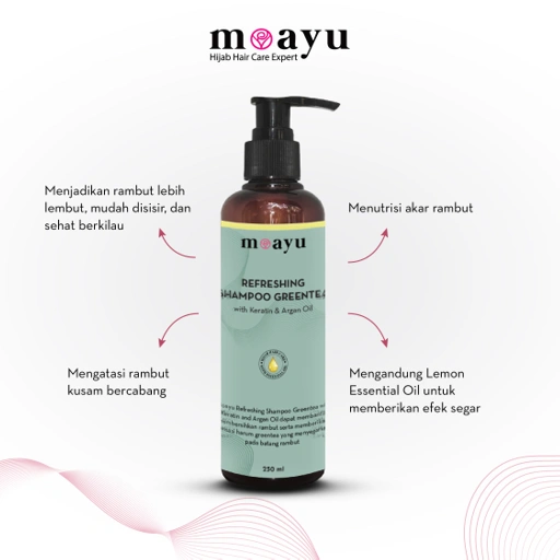 [SLS FREE] MOAYU Refreshing Green Tea Keratin Argan Shampoo 250ml - Menjaga Rambut Tetap Sehat, Bersih & Berkilau