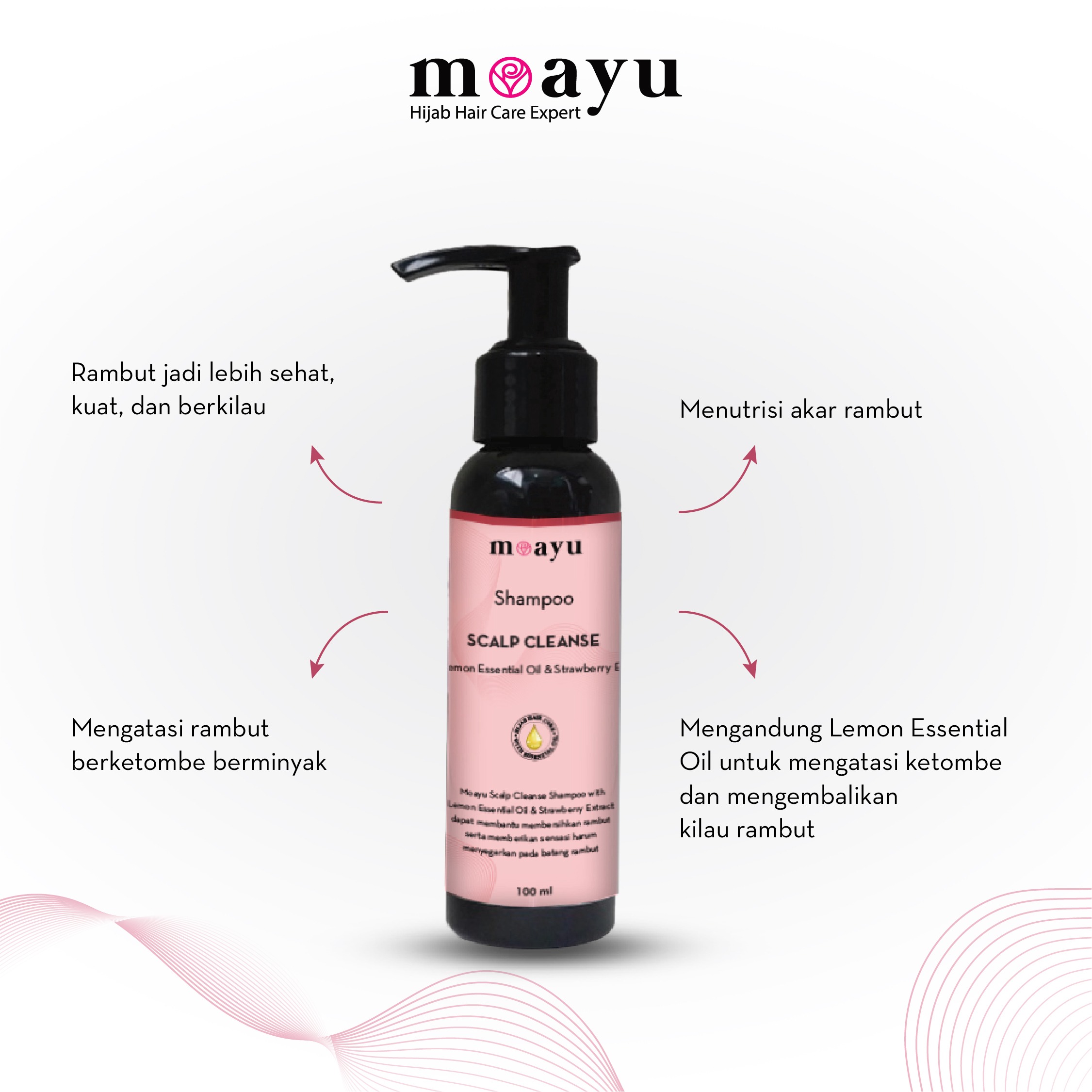 [SLS FREE] MOAYU Scalp Cleanse Shampoo With Lemon Essential Oil & Strawberry Extract 100ml, Shampoo Anti Ketombe, Gatal, Kulit Kepala Bersih & Sehat