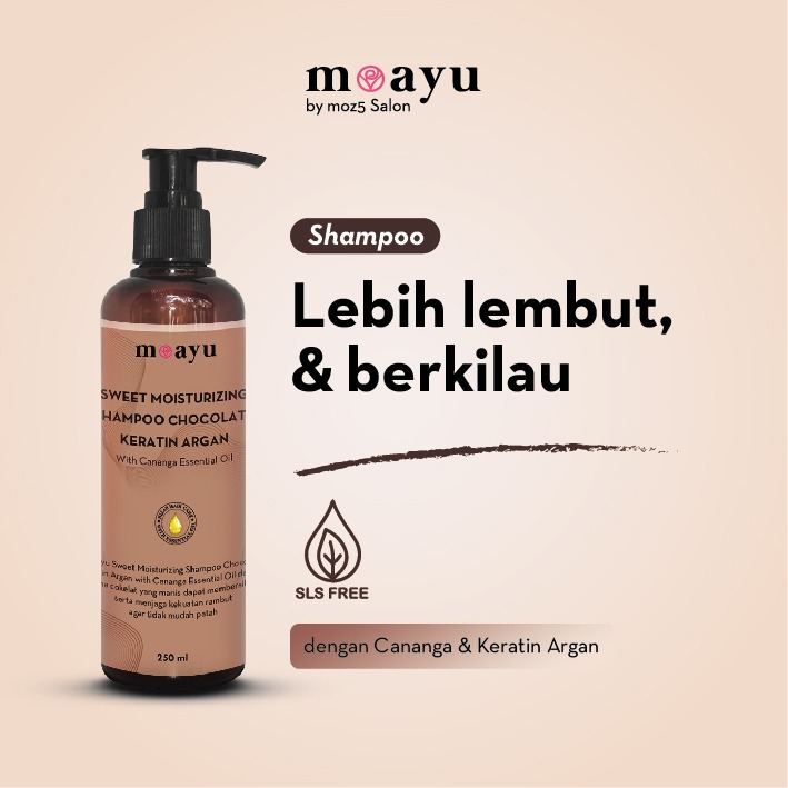 [SLS FREE] MOAYU Sweet Moisturizing Chocolate Keratin Argan Shampoo 250ml - Perawatan Rambut Berhijab, Kering, Rusak & Bercabang