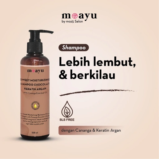 [SLS FREE] MOAYU Sweet Moisturizing Chocolate Keratin Argan Shampoo 250ml - Perawatan Rambut Berhijab, Kering, Rusak & Bercabang