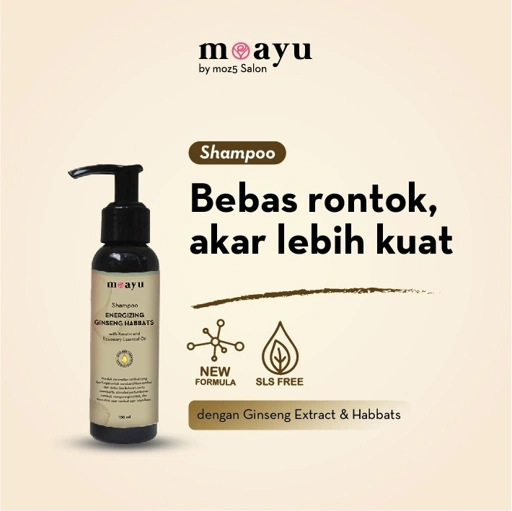 [SLS FREE] Shampoo Energizing Ginseng with Habbats 100ml by MOAYU - Untuk Rambut Anti Rontok, Patah dan Rapuh