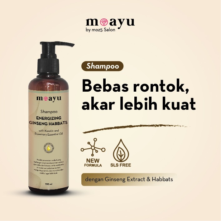 [SLS FREE] MOAYU Energizing Ginseng Habbatussauda Shampoo 100ml - Anti Rontok, Rambut Lebih Tebal & Kuat dari Akar, Rambut Berhijab