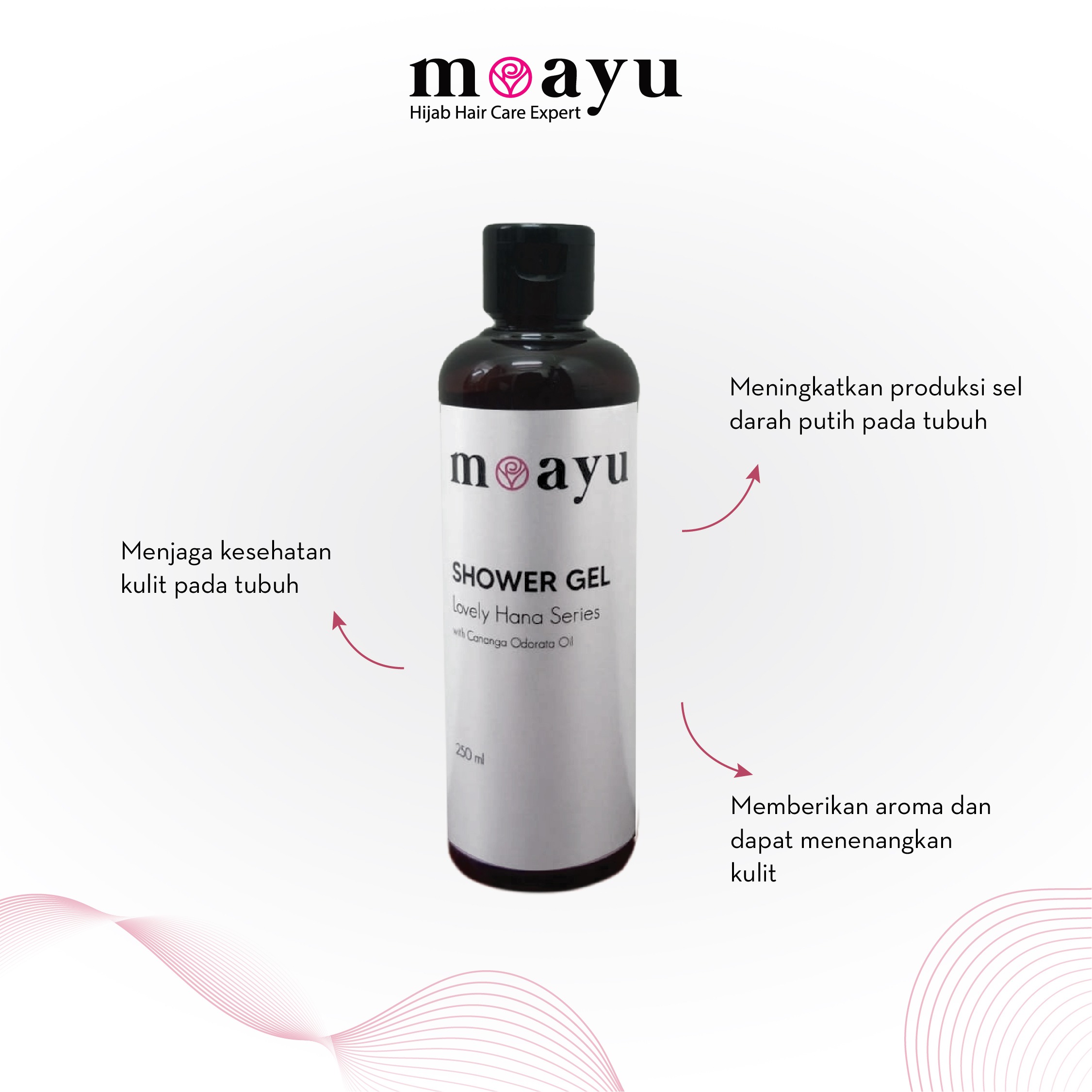 Moayu Lovely Hana Series Shower Gel 250 ml, Sabun Mandi Cair Non SLS, Membersihkan Kulit & Membantu Menjaga Kelembapan