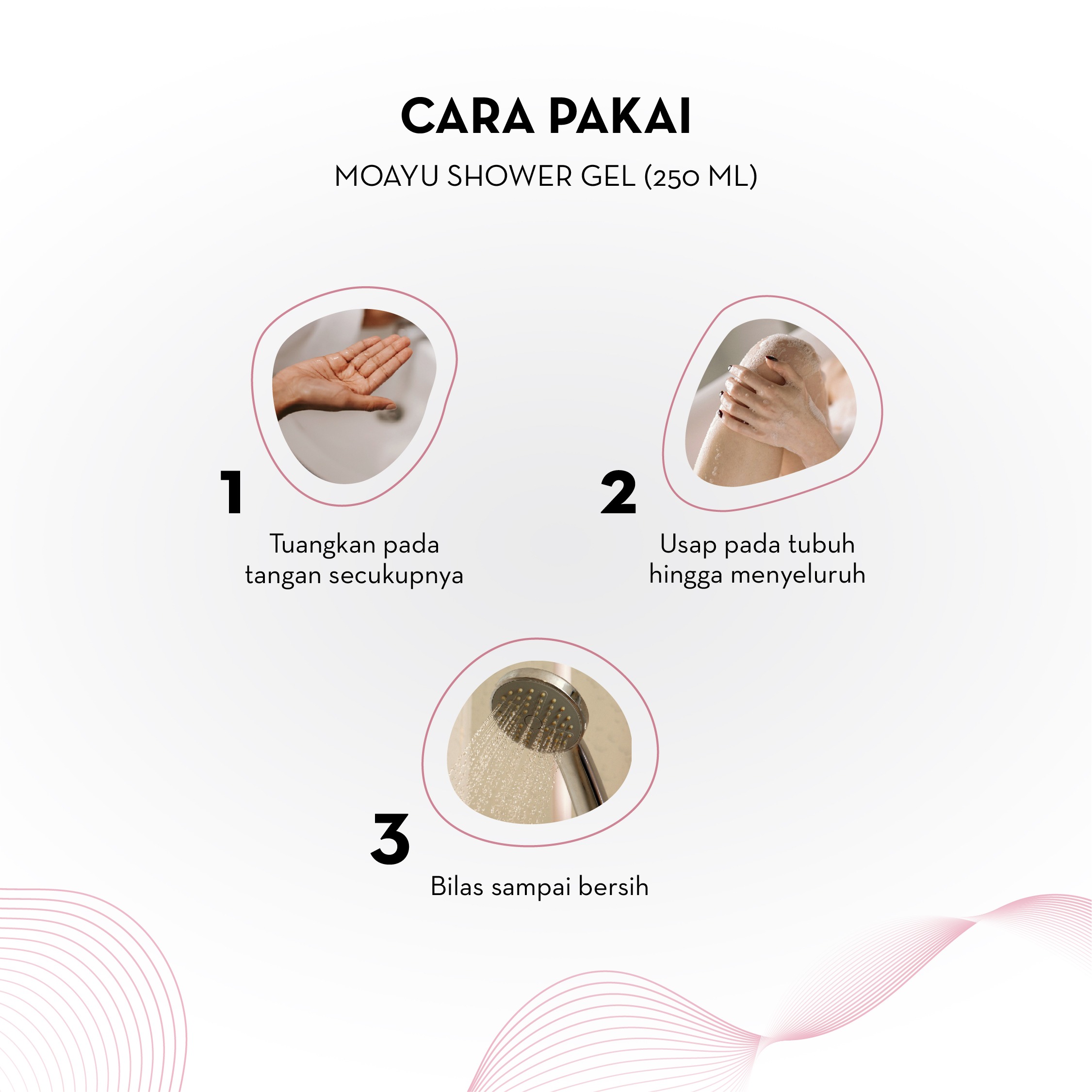 Moayu Lovely Hana Series Shower Gel 250 ml, Sabun Mandi Cair Non SLS, Membersihkan Kulit & Membantu Menjaga Kelembapan